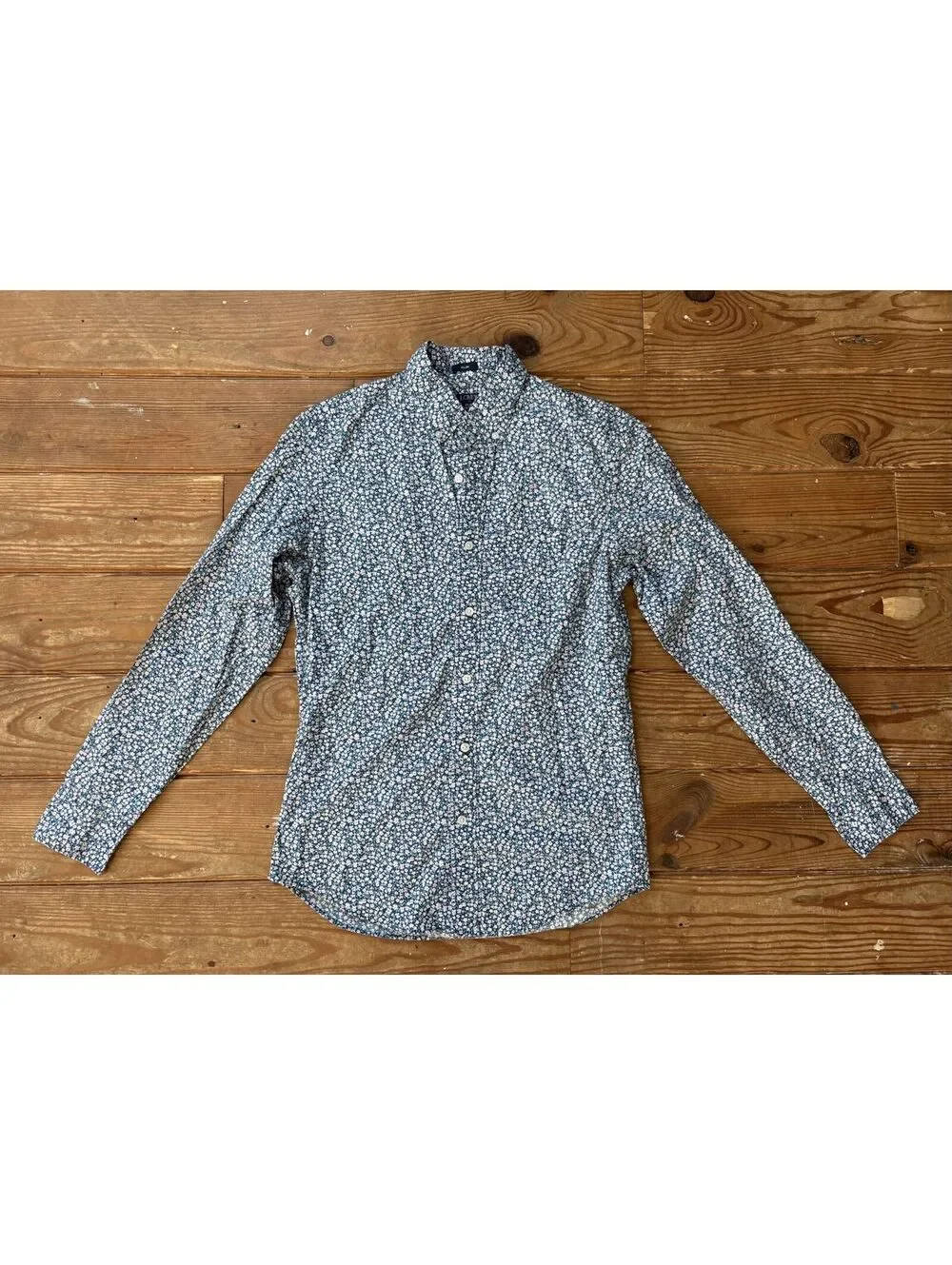 J.Crew Men's Slim Flex Washed Floral Button Down Shirt Blue Size S
